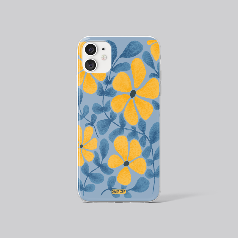 Blue Floral Aesthetic Clear Silicone Case