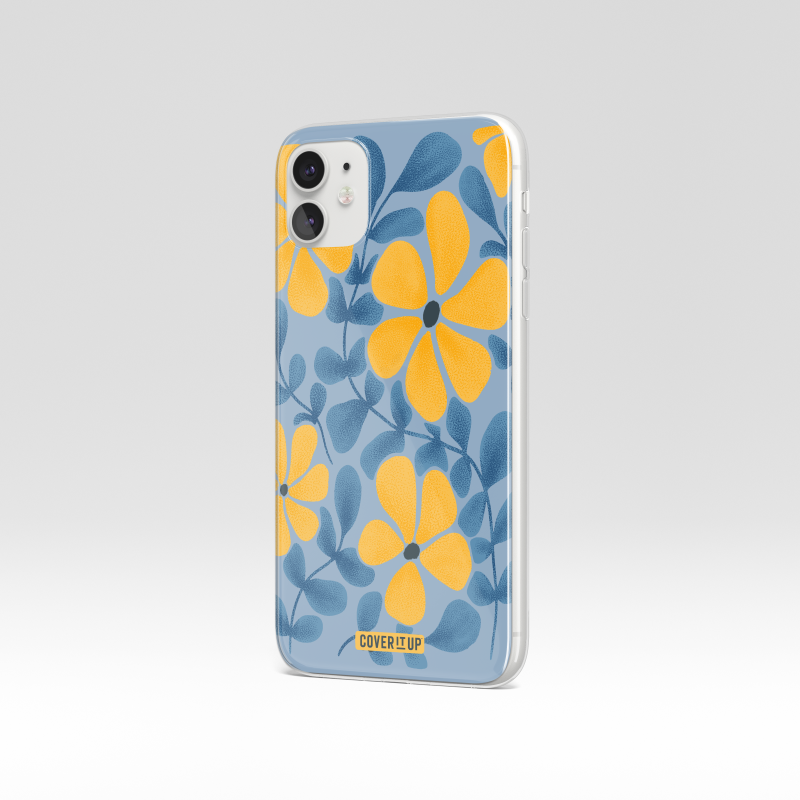 Blue Floral Aesthetic Clear Silicone Case