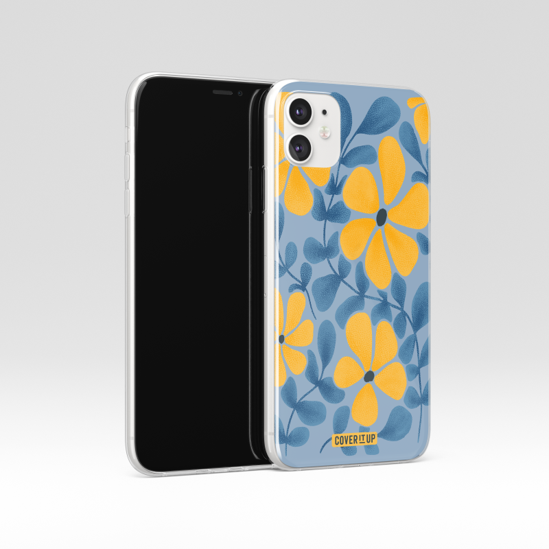 Blue Floral Aesthetic Clear Silicone Case