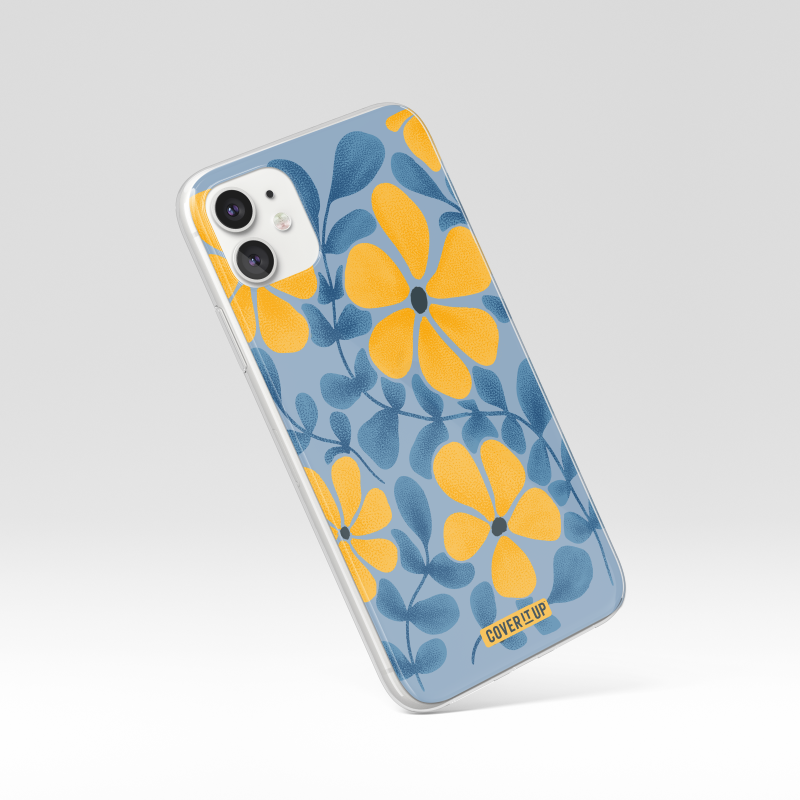 Blue Floral Aesthetic Clear Silicone Case