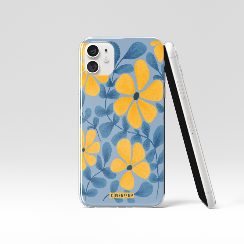 Blue Floral Aesthetic Clear Silicone Case