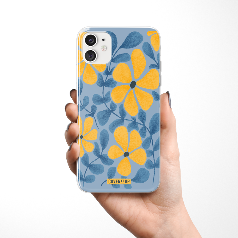 Blue Floral Aesthetic Clear Silicone Case