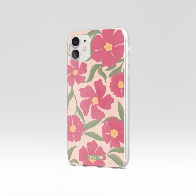 Pink Floral Clear Silicone Case