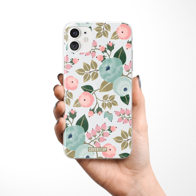 Tropical Floral Clear Silicone Case