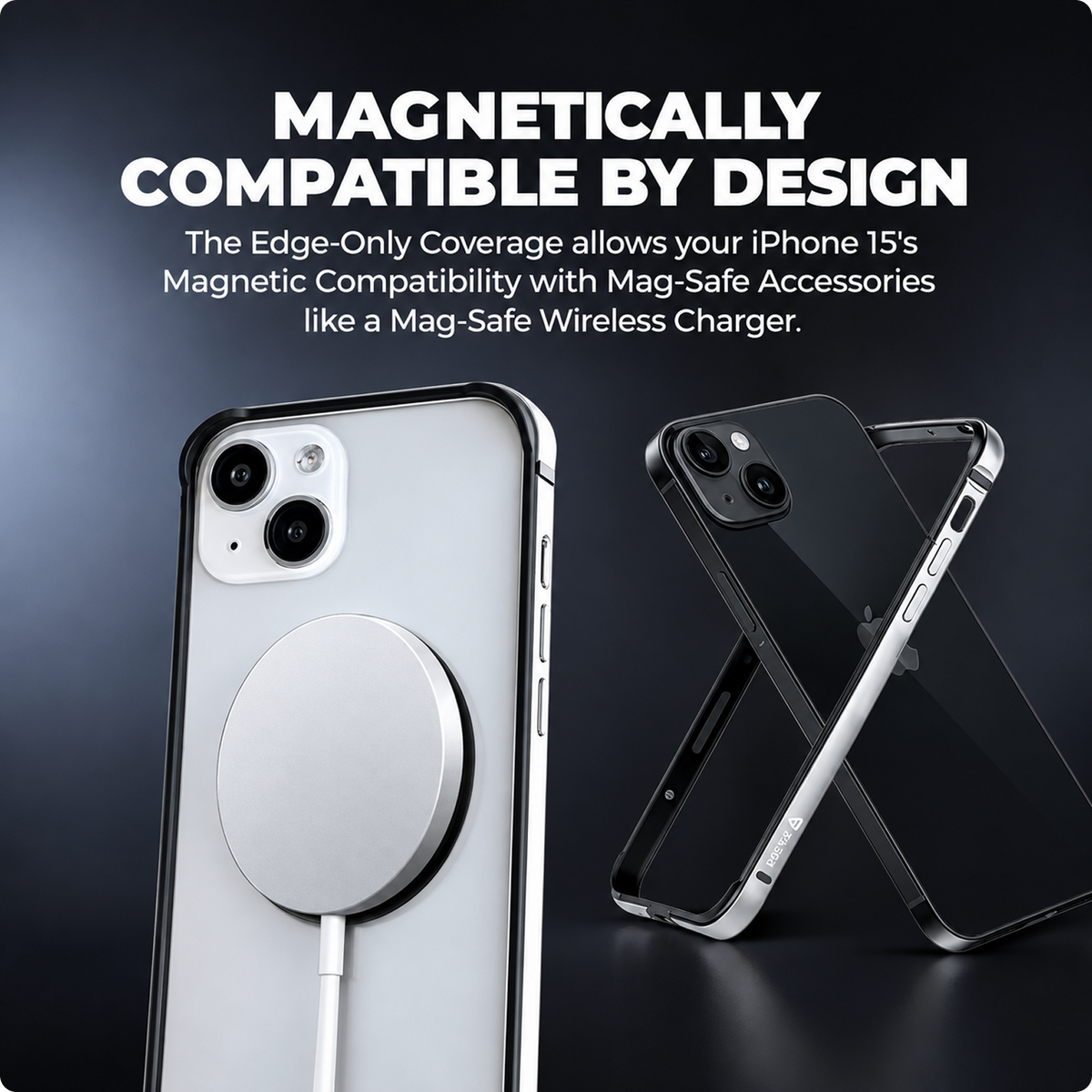 RAEGR Case | Anodized Aluminum Bumper | Magnetic Compatible | Edge Armor Protective Minimal Case Designed for iPhone 15 (6.1-Inch) 2023