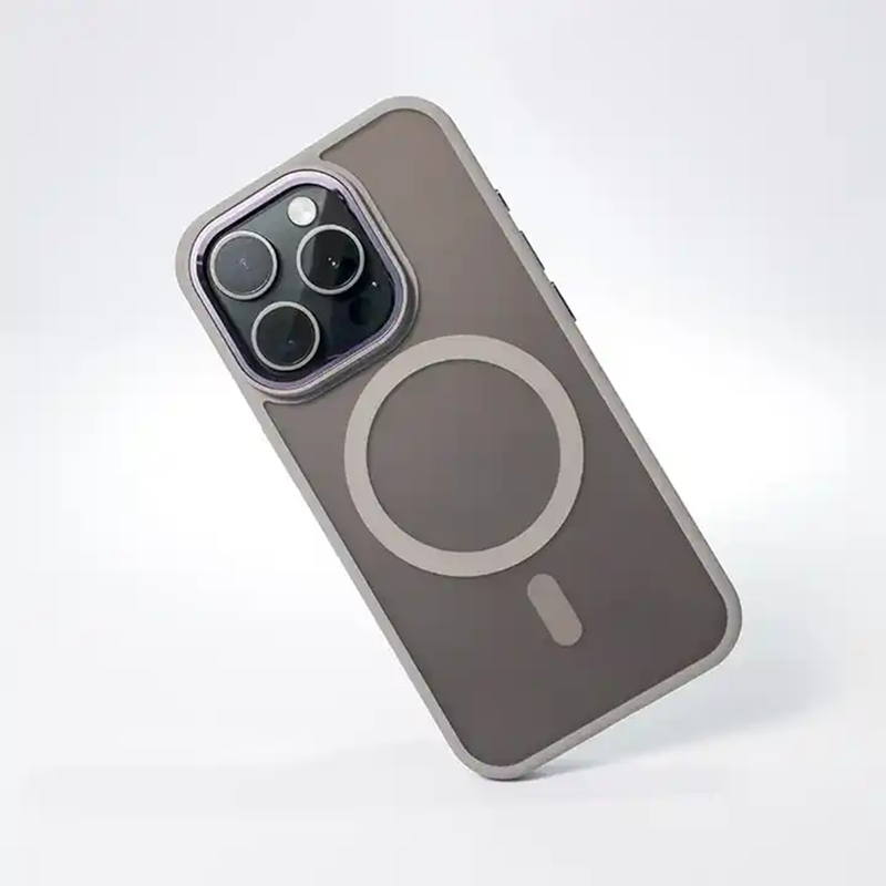 Smoky grey titanium plating lens shockproof matte Case with MagSafe For iPhone 15 Series