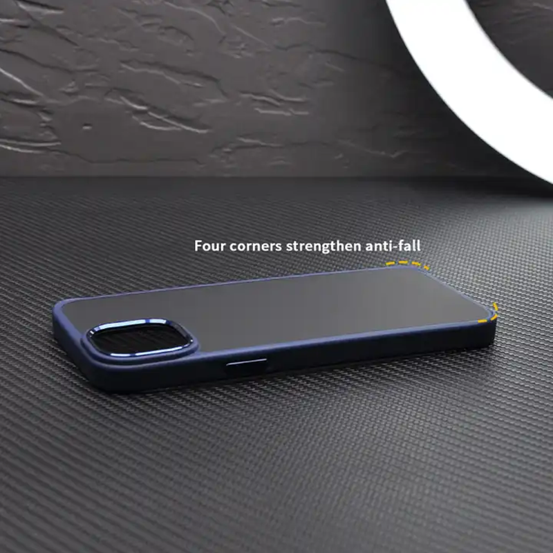 Smoky Elegance Protective Case with Metal Camera Ring for iPhone 14 Series