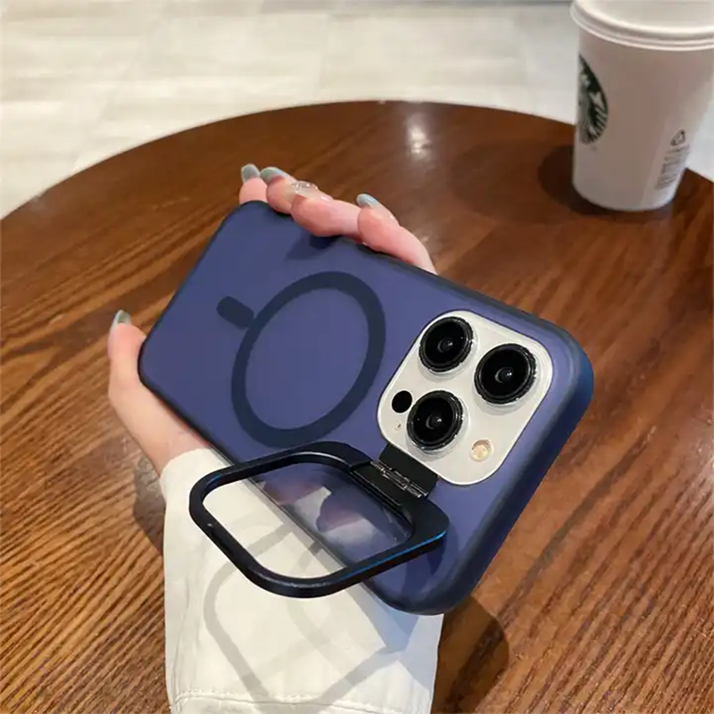 Luxury Smoky matt kickstand camera Phones Case with Magsafe - iPhone 15 Series