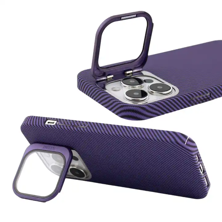 Stent Case with Carbon Fiber Aesthetic and Kickstand Camera Protection for iPhone 15 Series