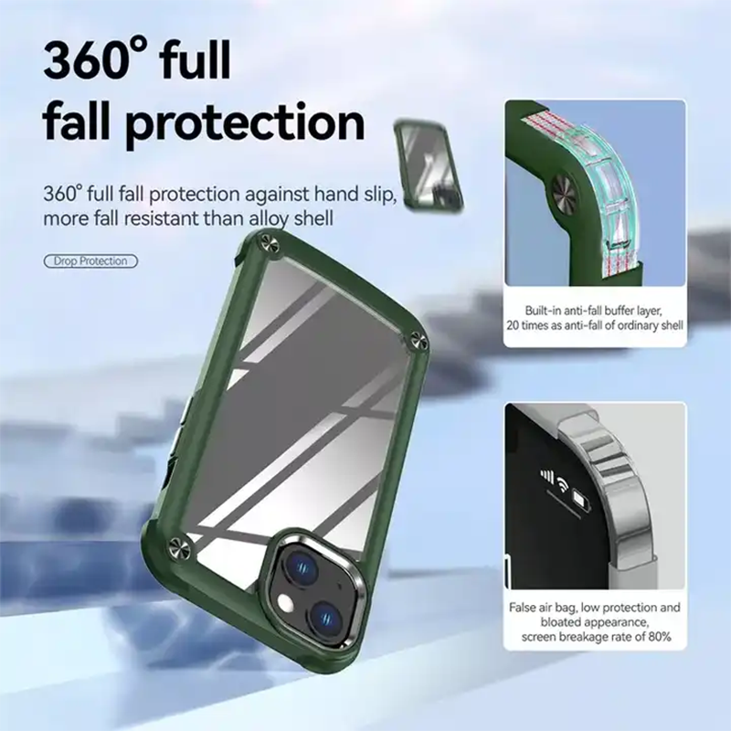 Corner Shockproof Anti-fall Bumper Hard Metal ring Protective Case For iPhone 15 Series