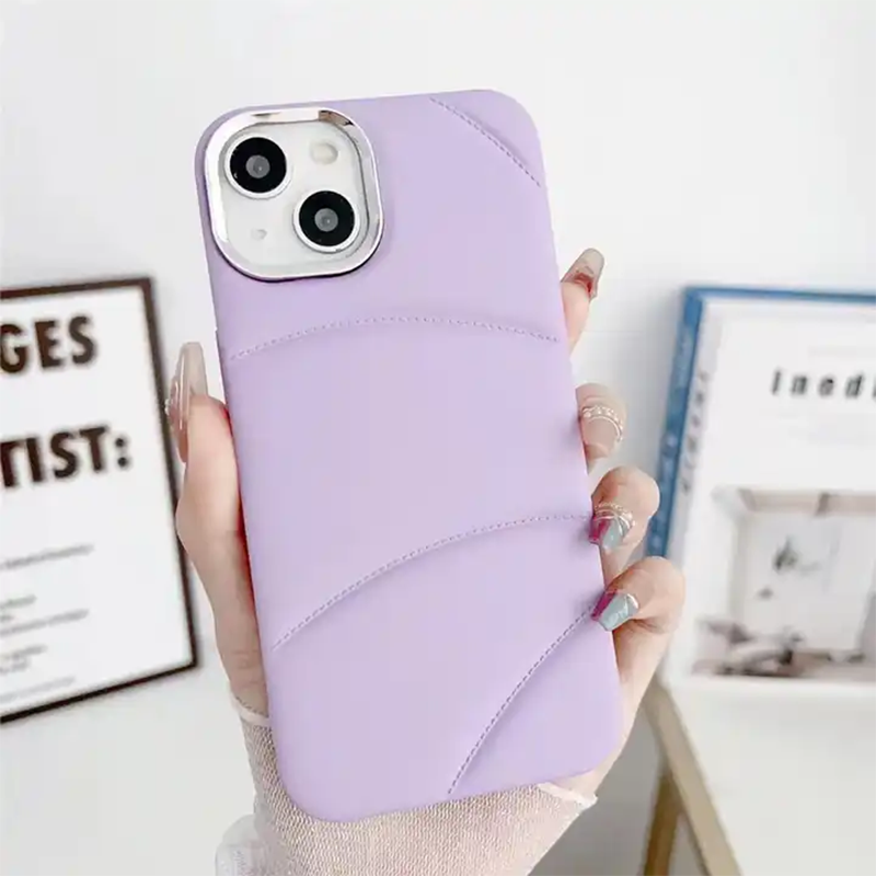 Velvet touch Soft down jacket Mobile Phone Puffer Cases For iPhone 15 Series