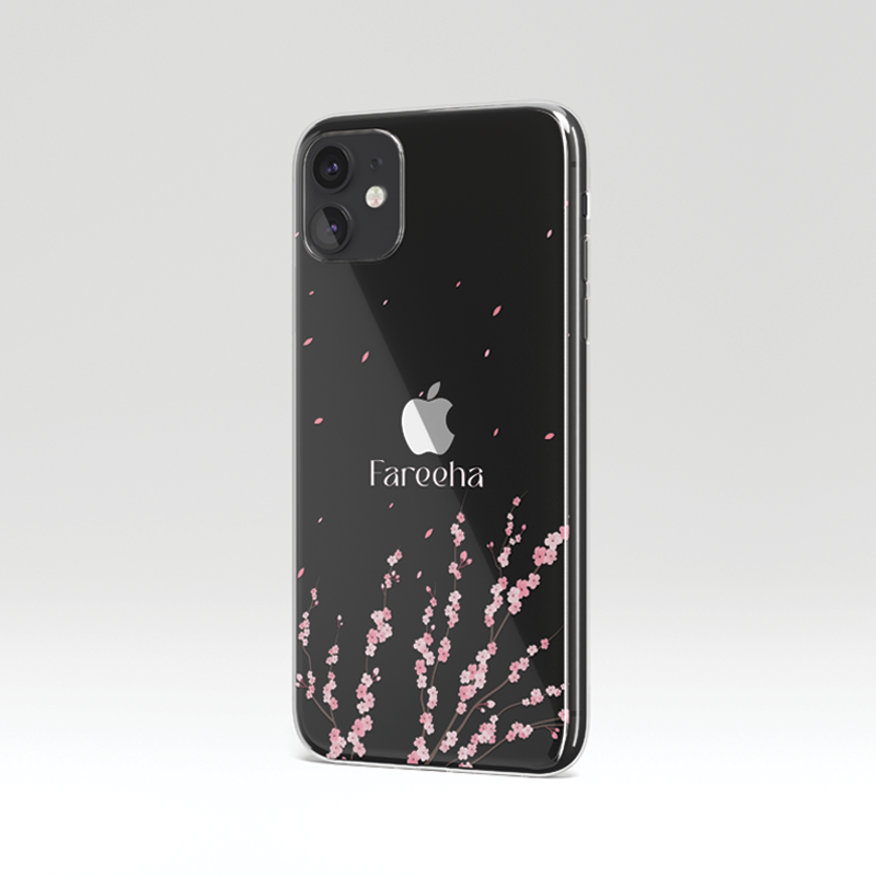 Custom Cherry Blossom  Clear Silicone Case