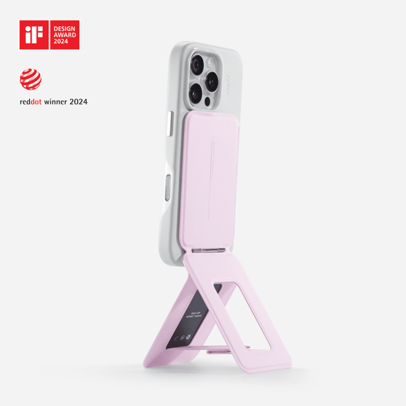 Moft Snap Phone Tripod Stand - Compatible Models: iPhone 12/13/14/15/16/17 series (Plus/Pro/Pro Max) and MagSafe-compatible cases. Works with non-MagSafe phones using the included metal ring.
