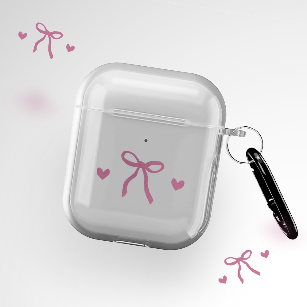 Hearts and Bow Clear Airpods 1st Gen Case Covers