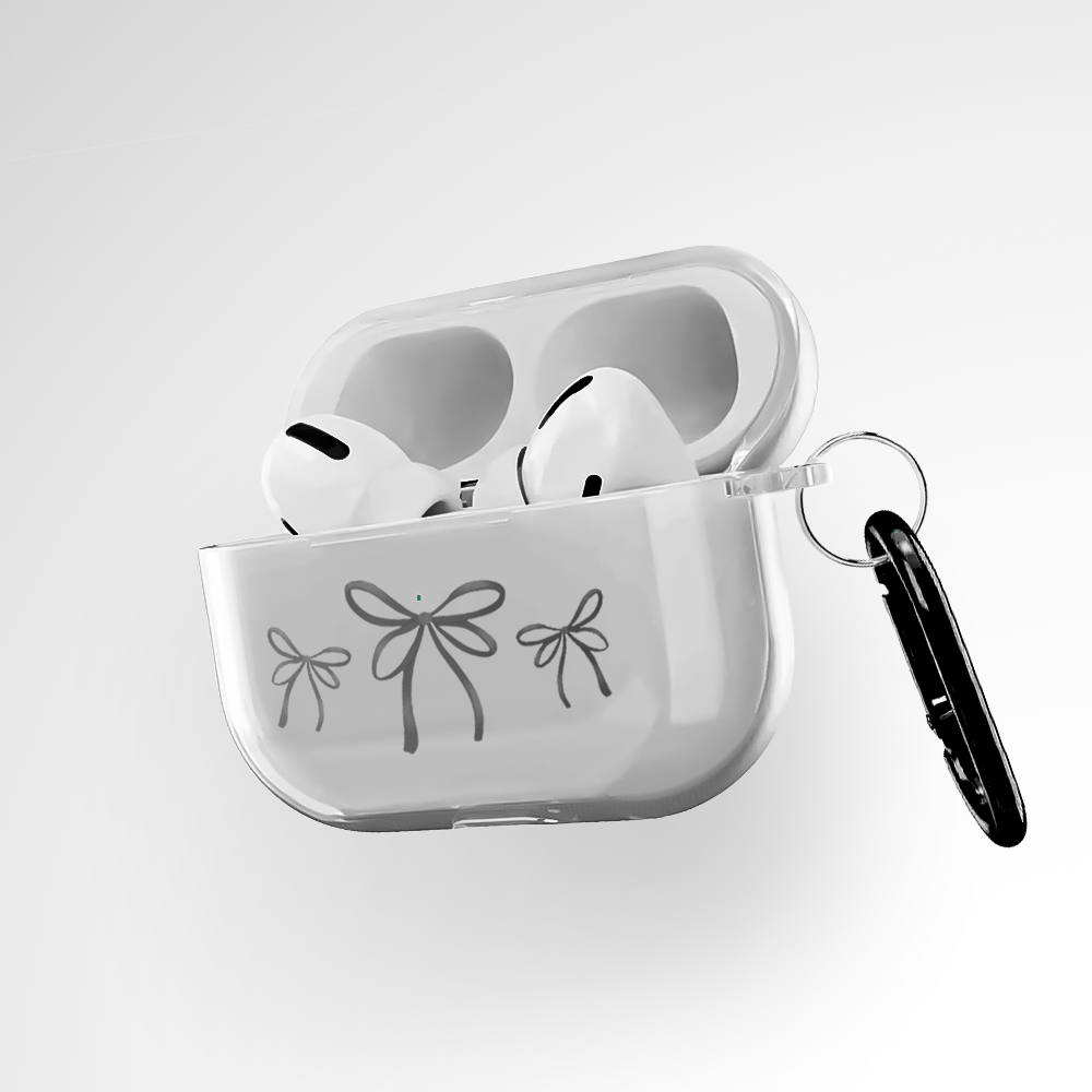 Black and White Bow Clear Airpods Pro Case Covers