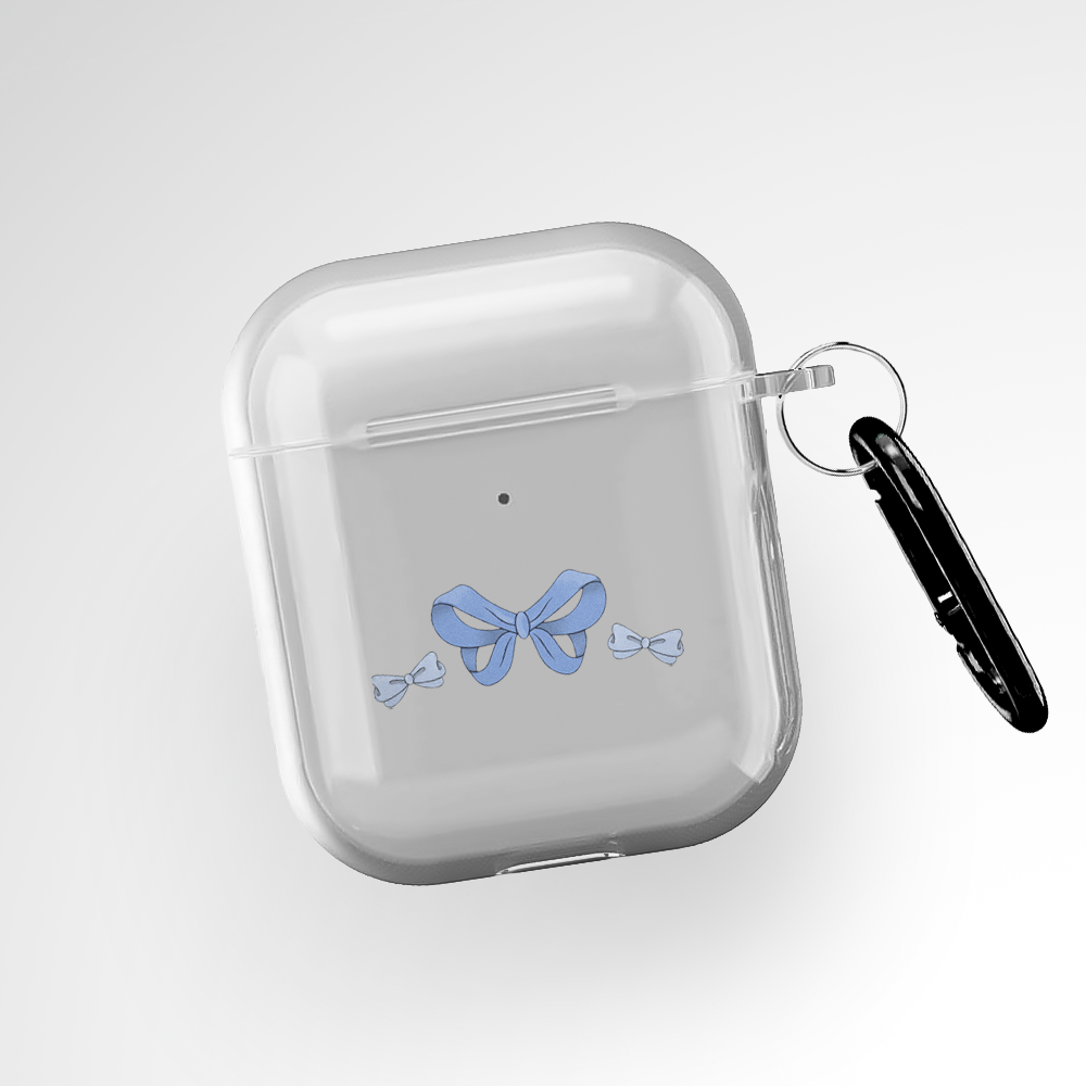 Baby Blue Bow Clear Airpods 1st Gen Case Covers