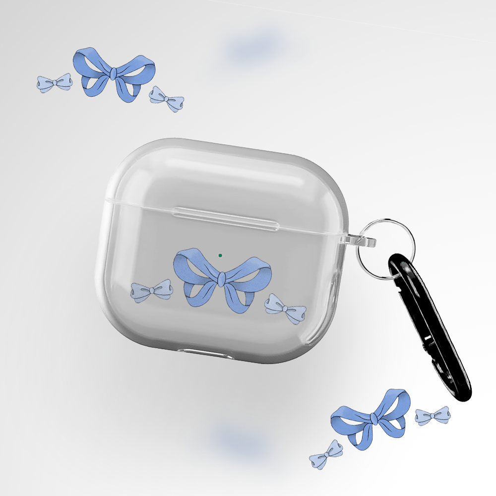 Baby Blue Bow  Clear Airpods 3rd Gen Case Covers