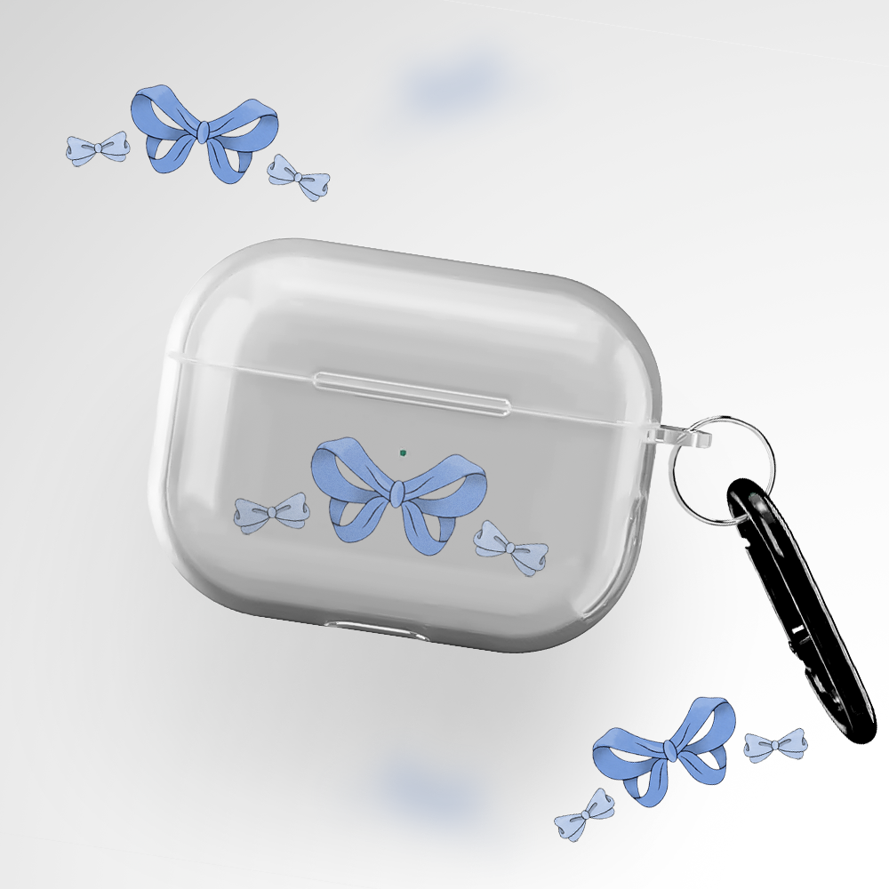 Baby Blue Bow Clear Airpods Pro 2 Case Covers