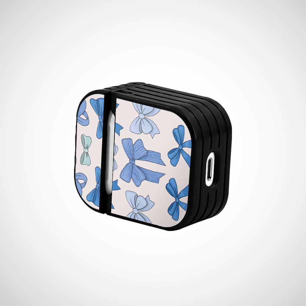 Aesthetic Blue Bow Glass Airpods 1st Gen Case Covers