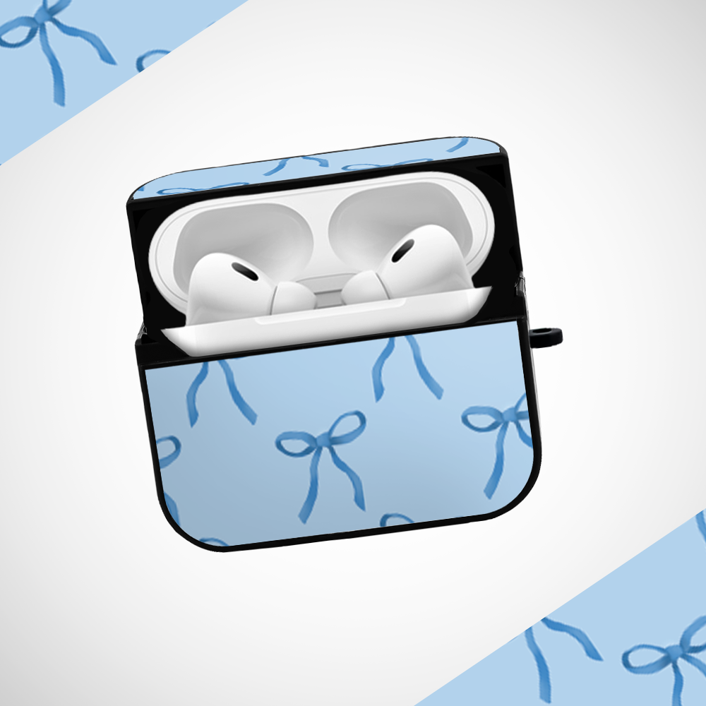 Baby Blue Bow Glass Airpods Pro Case Covers