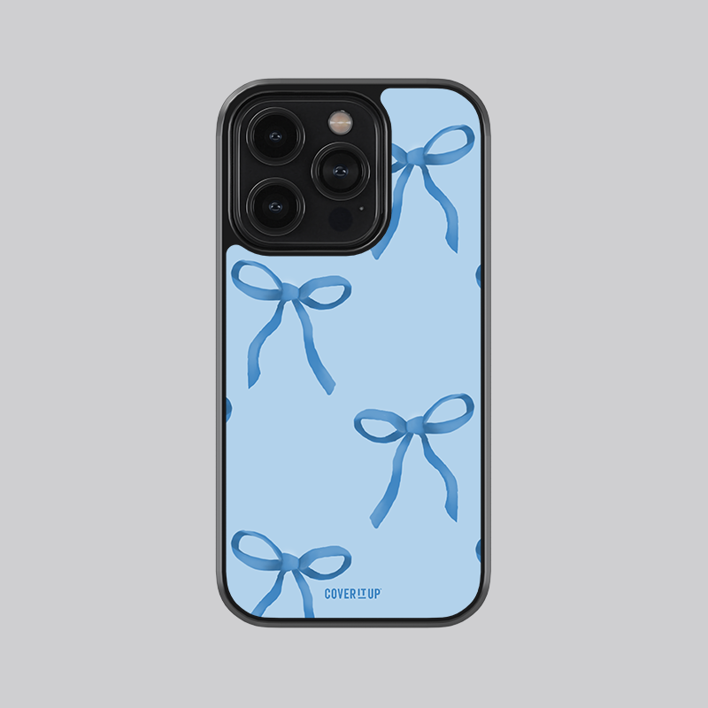 Baby Blue Bow Glass Case