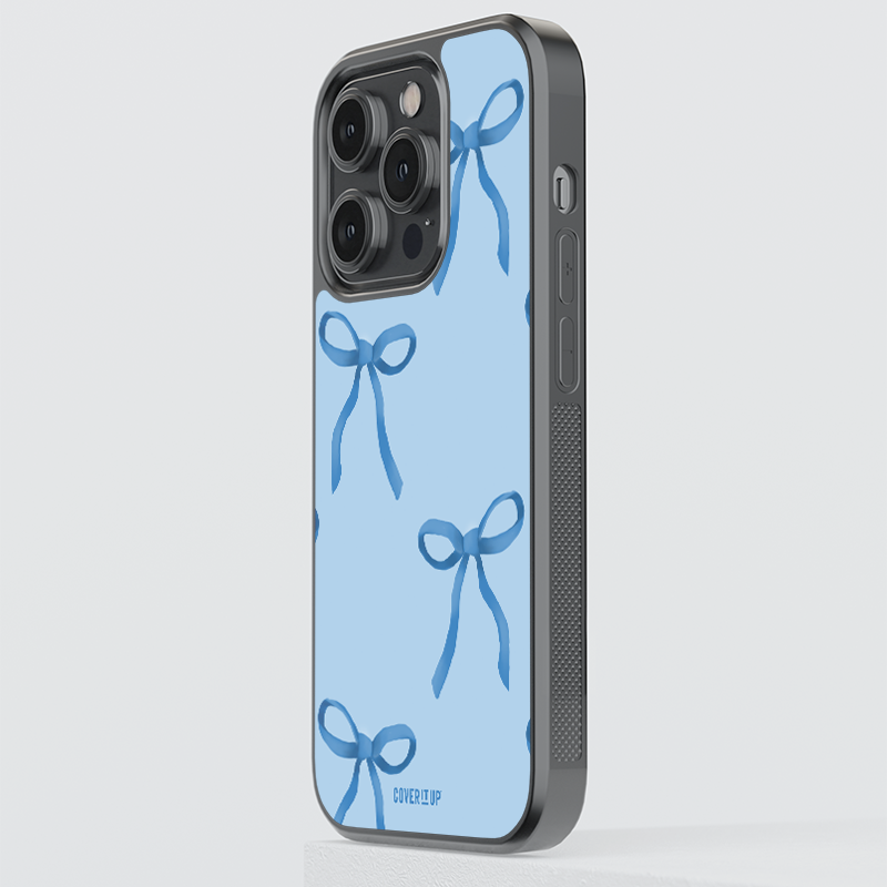 Baby Blue Bow Glass Case