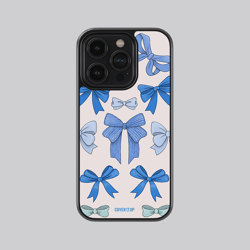 Aesthetic Blue Bow Glass Case Aesthetic Blue Bow Glass Case