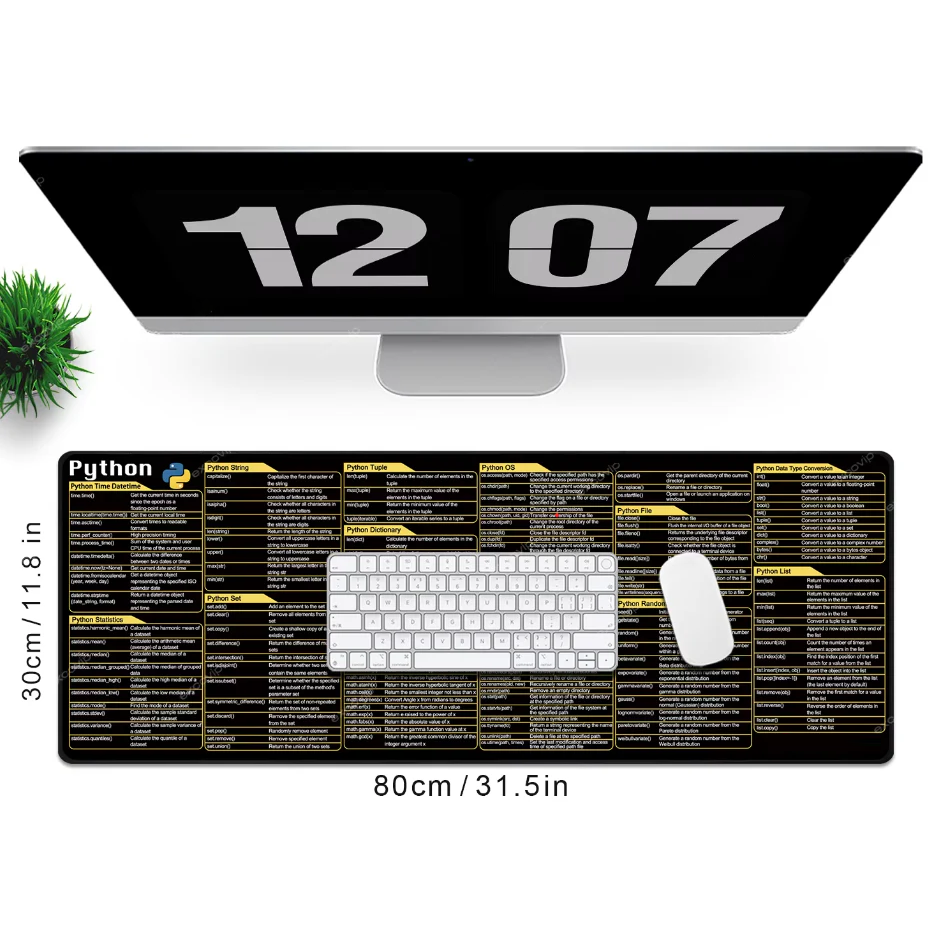 Python Cheatsheet Desk Mat and Gaming Mouse Pad