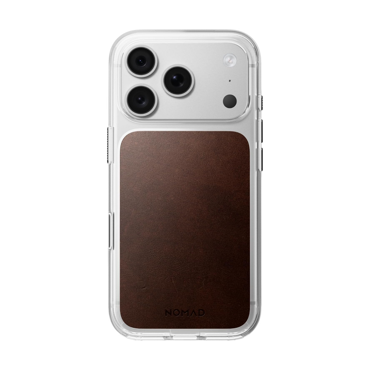 NOMAD Clear Leather iPhone 18 Pro Case Magsafe with Saddle Horween Leather