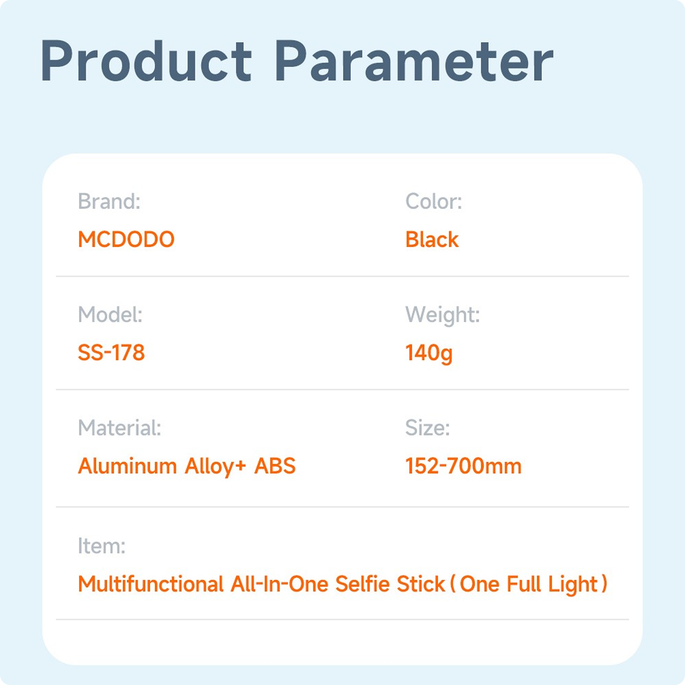 Mcdodo Wireless Selfie Stick Single Lamp