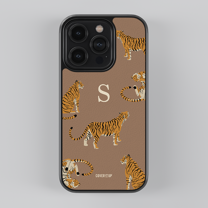 Personalized Tiger Monogram Leather Case