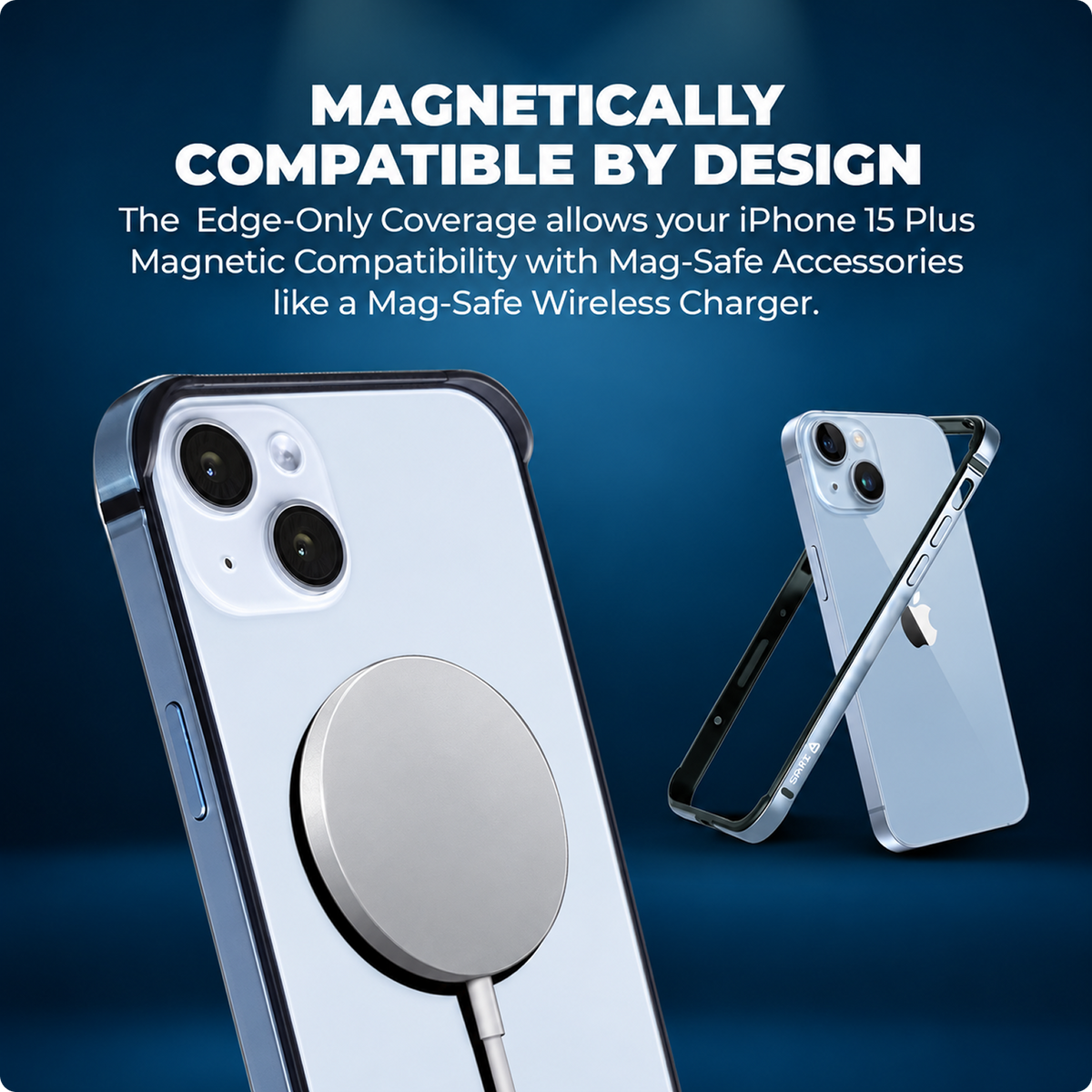 Click to see full view RAEGR Case | Anodized Aluminum Bumper | Magnetic Compatible | Edge Armor Protective Minimal Case Designed for iPhone 15 Plus (6.7-Inch) 2023