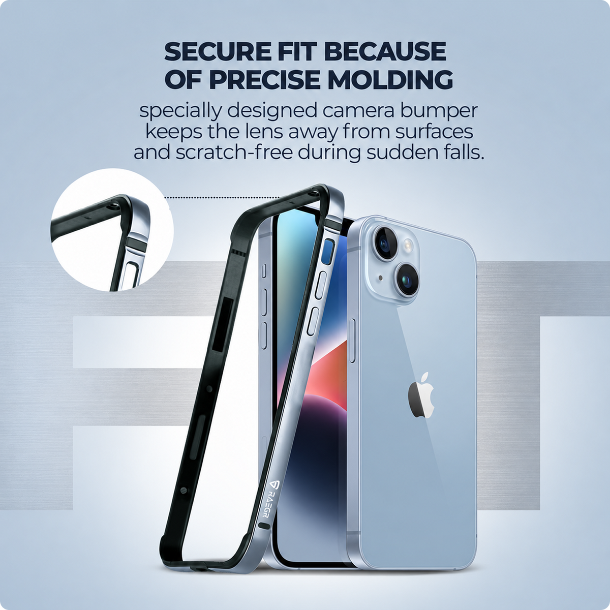 RAEGR Phone Case | Anodized Aluminum Bumper | Magnetic Compatible | Edge Armor Protective Minimal Case Compatible with iPhone 14 Plus / 13 Pro Max (6.7-Inch) 2022