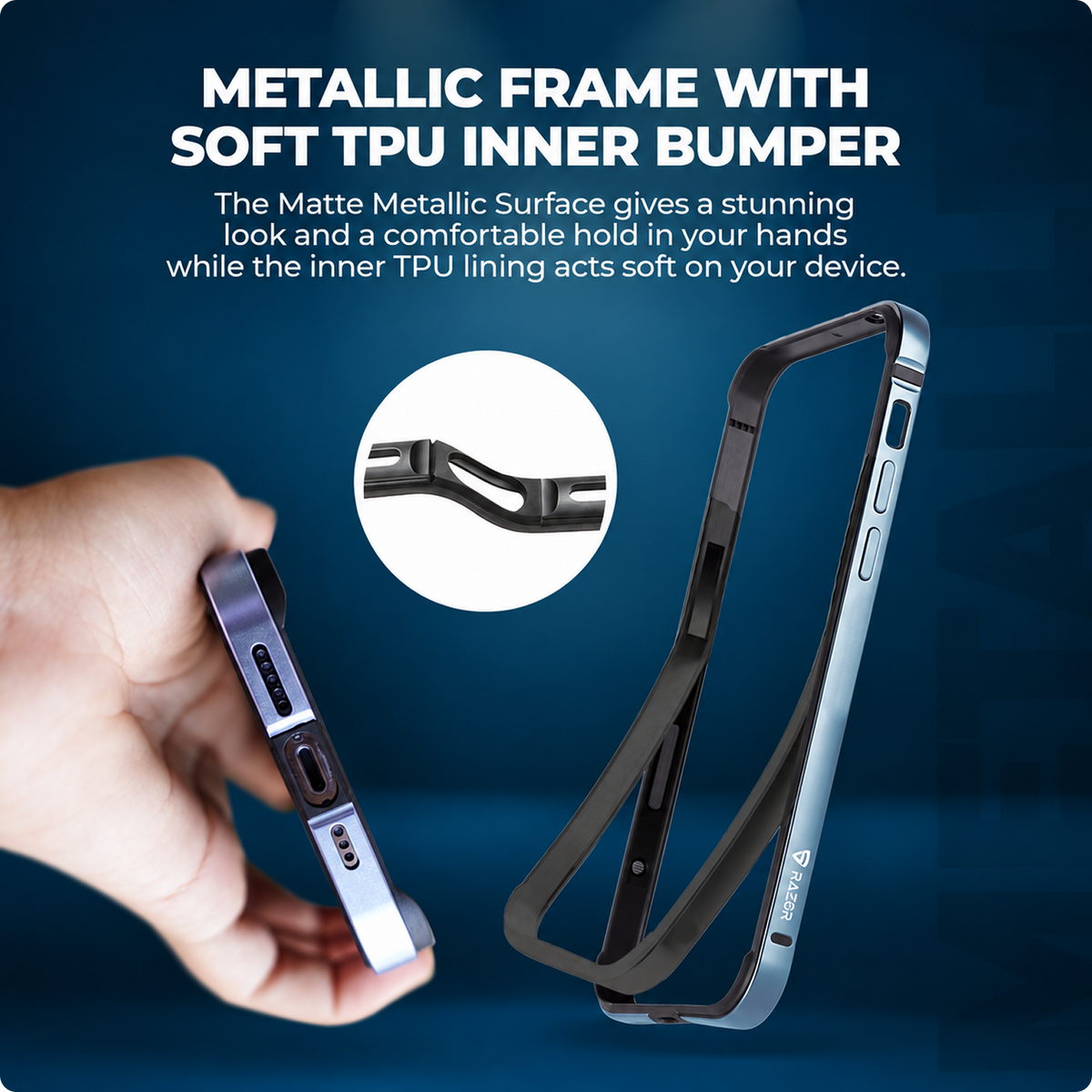 Click to see full view RAEGR Case | Anodized Aluminum Bumper | Magnetic Compatible | Edge Armor Protective Minimal Case Designed for iPhone 15 Plus (6.7-Inch) 2023
