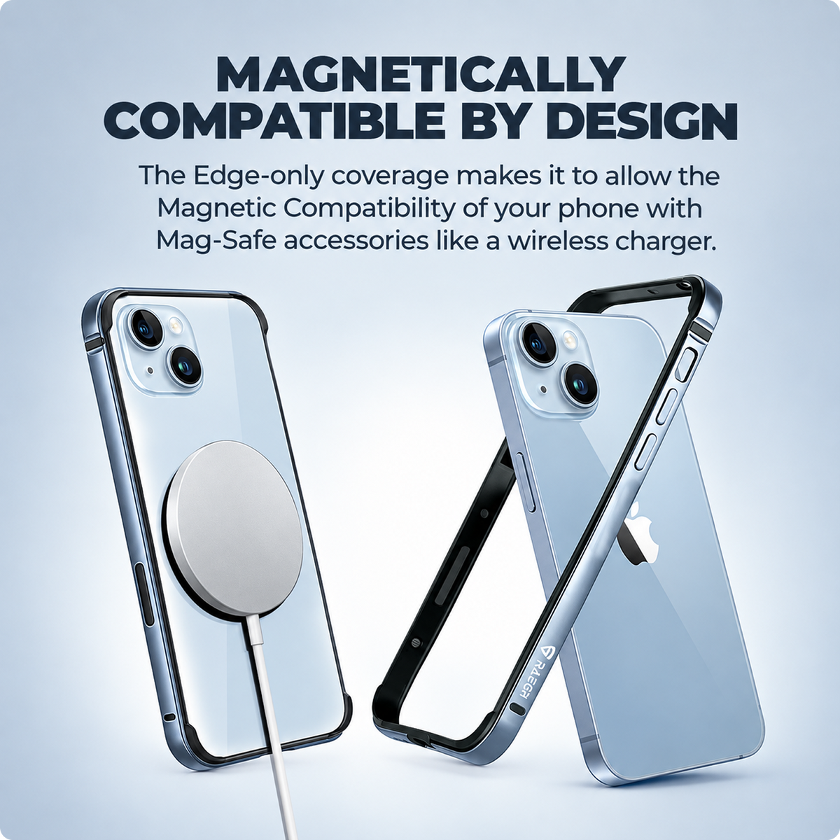 RAEGR Phone Case | Anodized Aluminum Bumper | Magnetic Compatible | Edge Armor Protective Minimal Case Compatible with iPhone 14 Plus / 13 Pro Max (6.7-Inch) 2022