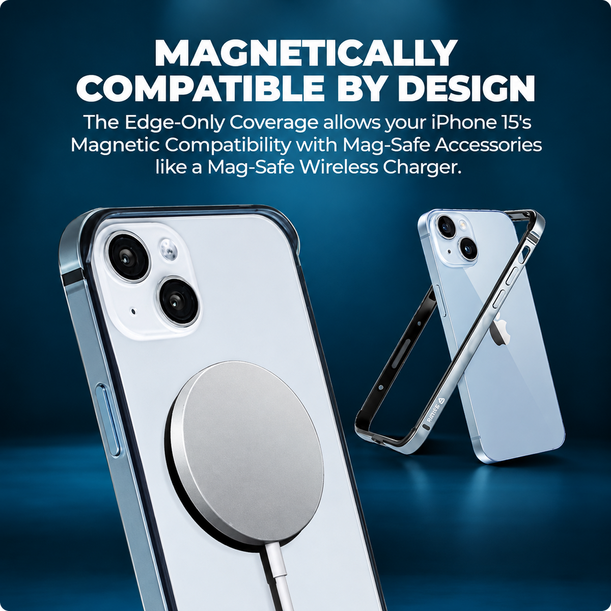 RAEGR Case | Anodized Aluminum Bumper | Magnetic Compatible | Edge Armor Protective Minimal Case Designed for iPhone 15 (6.1-Inch) 2023