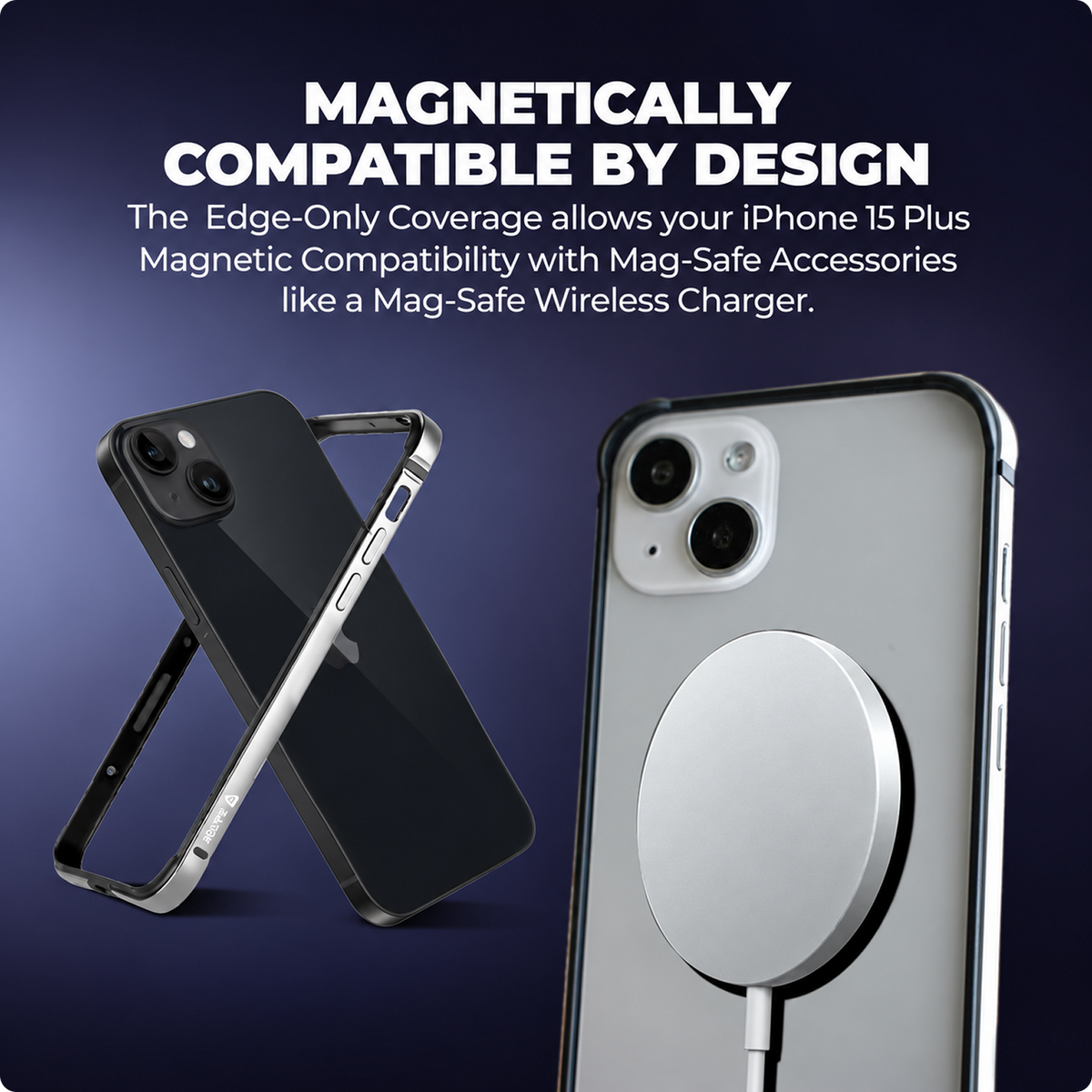 Click to see full view RAEGR Case | Anodized Aluminum Bumper | Magnetic Compatible | Edge Armor Protective Minimal Case Designed for iPhone 15 Plus (6.7-Inch) 2023