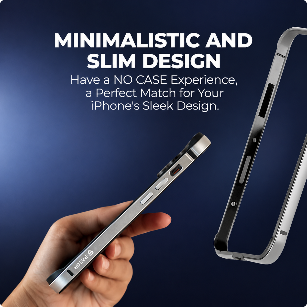 Click to see full view RAEGR Case | Anodized Aluminum Bumper | Magnetic Compatible | Edge Armor Protective Minimal Case Designed for iPhone 15 Plus (6.7-Inch) 2023