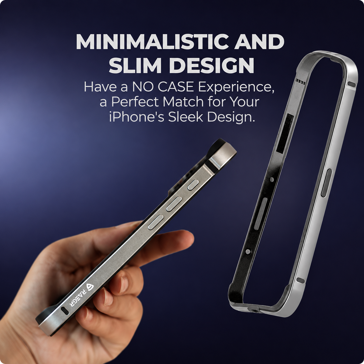 RAEGR Case| Anodized Aluminum Bumper | Supports Magnetic Wireless Charging | Edge Armor Protective Minimal Case Designed for iPhone 15 Pro (6.1-Inch) (2023)