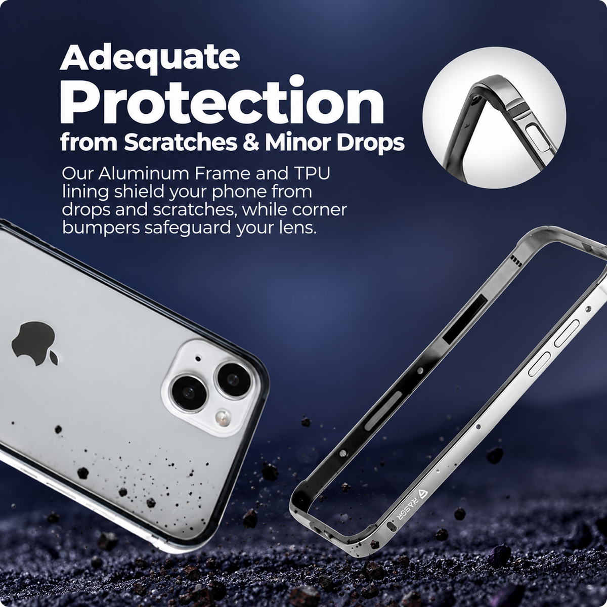 Click to see full view RAEGR Case | Anodized Aluminum Bumper | Magnetic Compatible | Edge Armor Protective Minimal Case Designed for iPhone 15 Plus (6.7-Inch) 2023