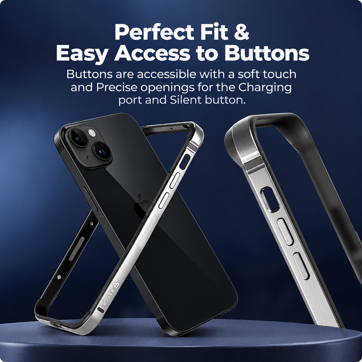 Click to see full view RAEGR Case | Anodized Aluminum Bumper | Magnetic Compatible | Edge Armor Protective Minimal Case Designed for iPhone 15 Plus (6.7-Inch) 2023