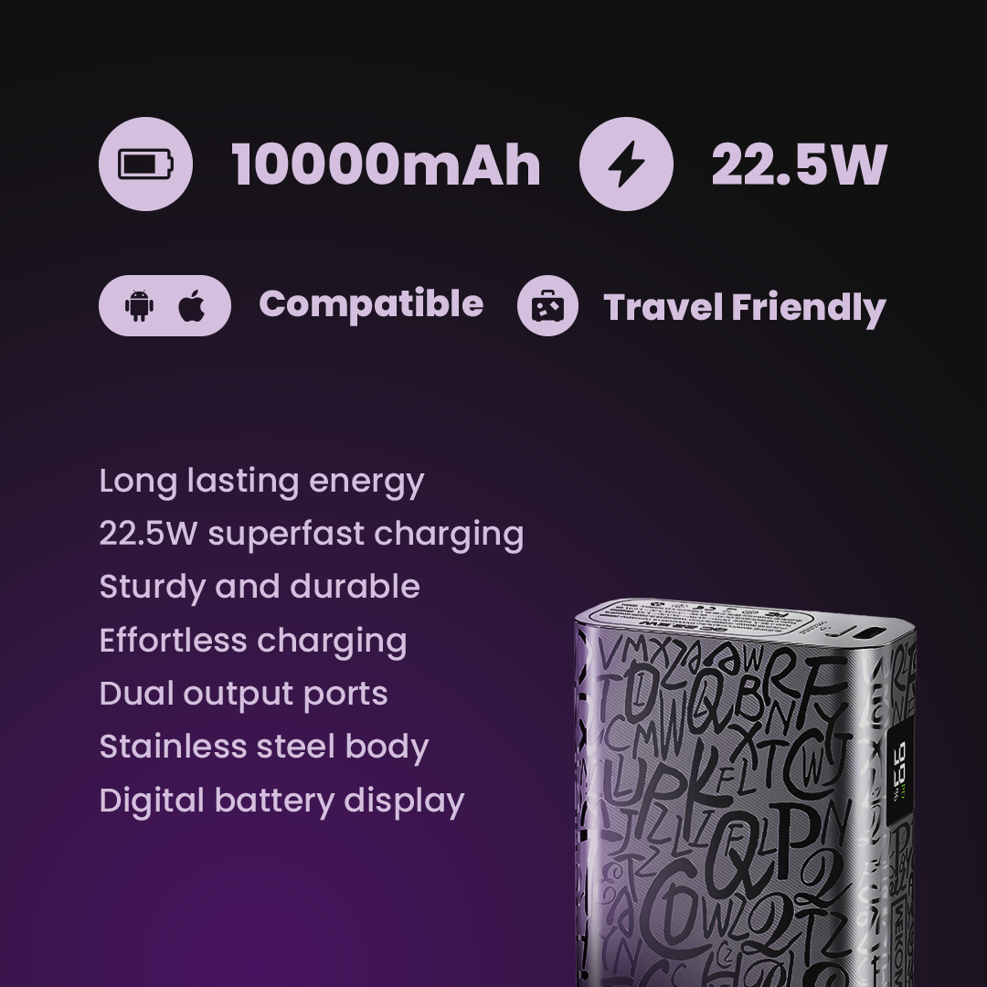 Wekome® ThunderCell Ultra-Durable Stainless Steel Battery Power Bank -10000 mAh