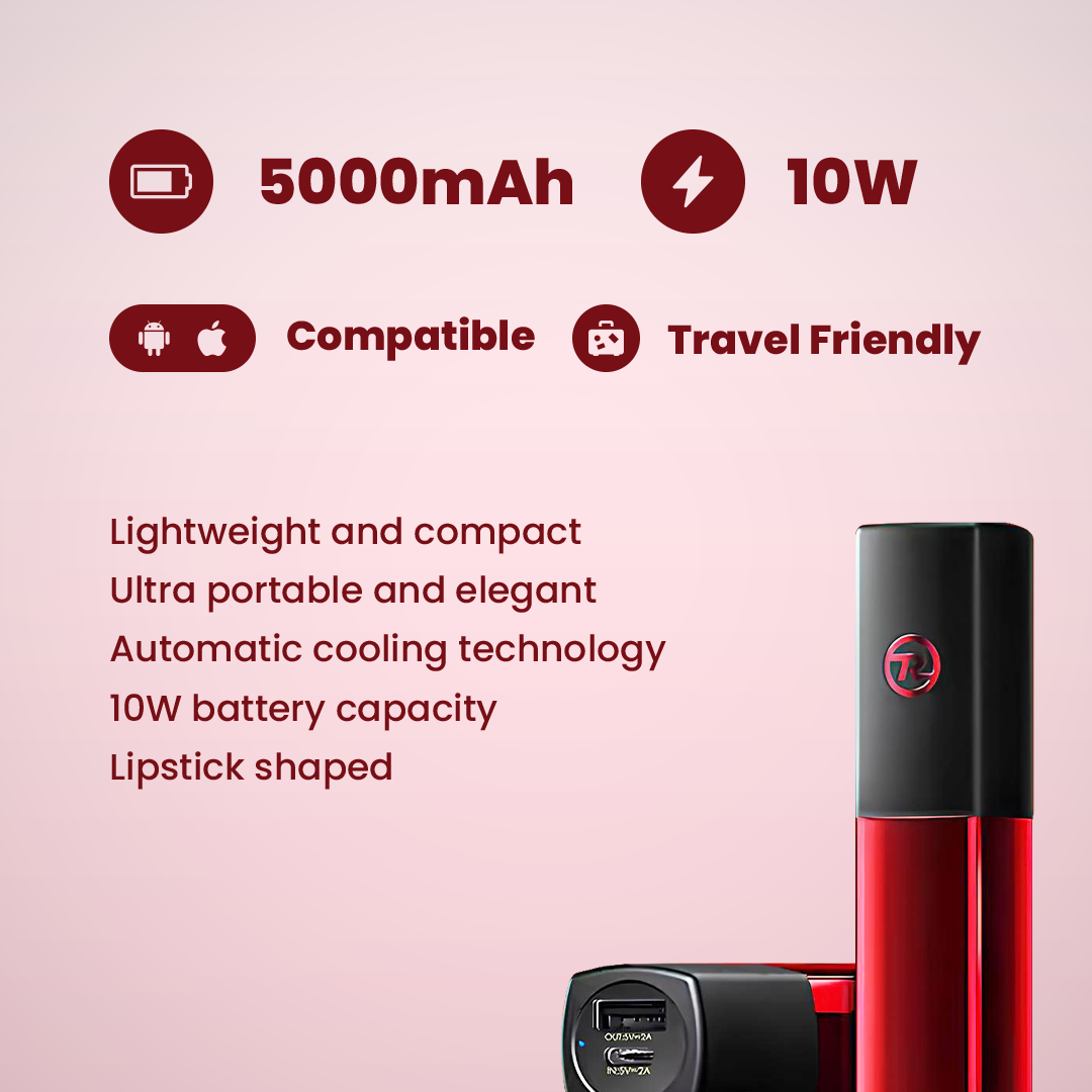 Remax® Lipstick Compact Battery Power Bank – 5000 mAh