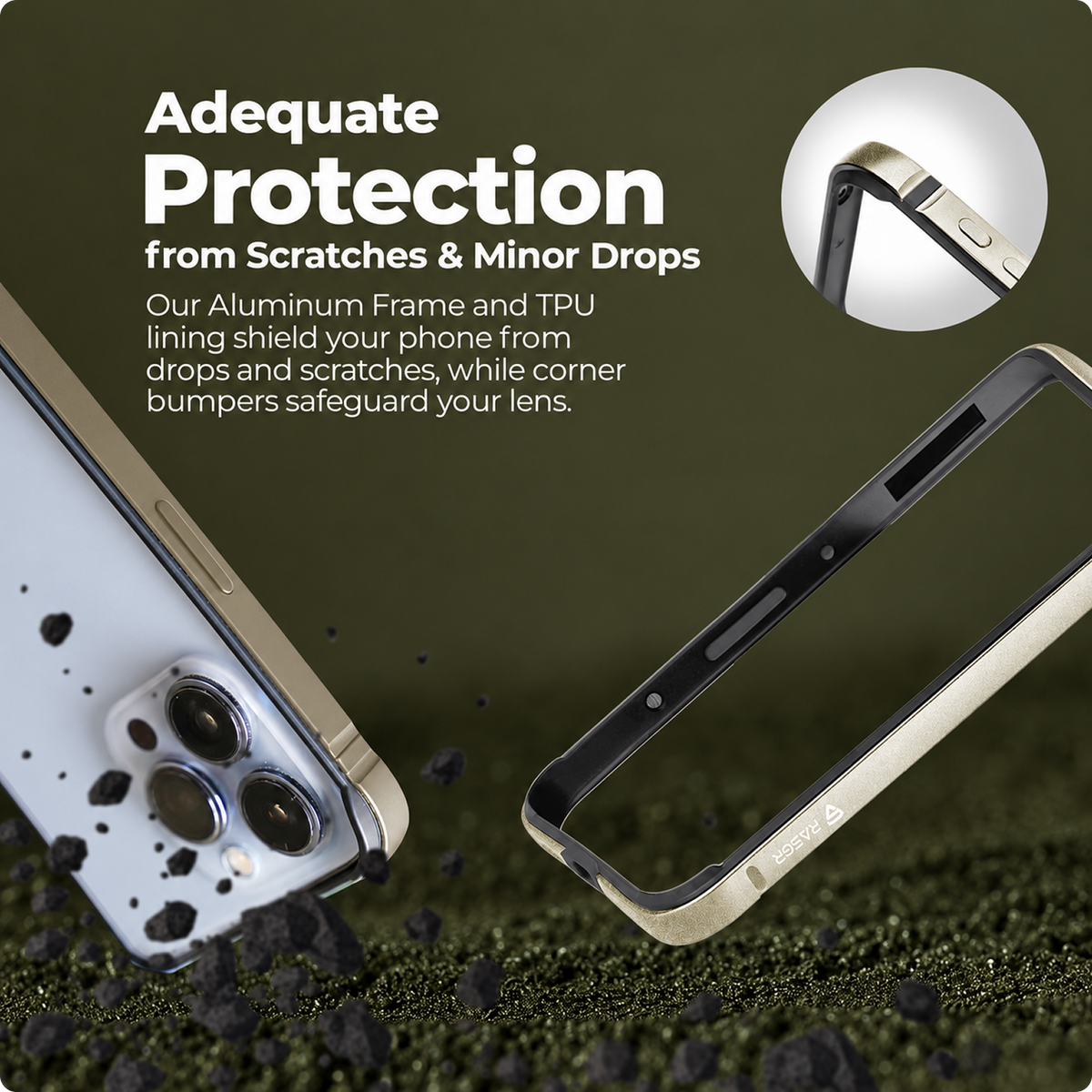 RAEGR Case| Anodized Aluminum Bumper | Supports Magnetic Wireless Charging | Edge Armor Protective Minimal Case Designed for iPhone 15 Pro (6.1-Inch) (2023)