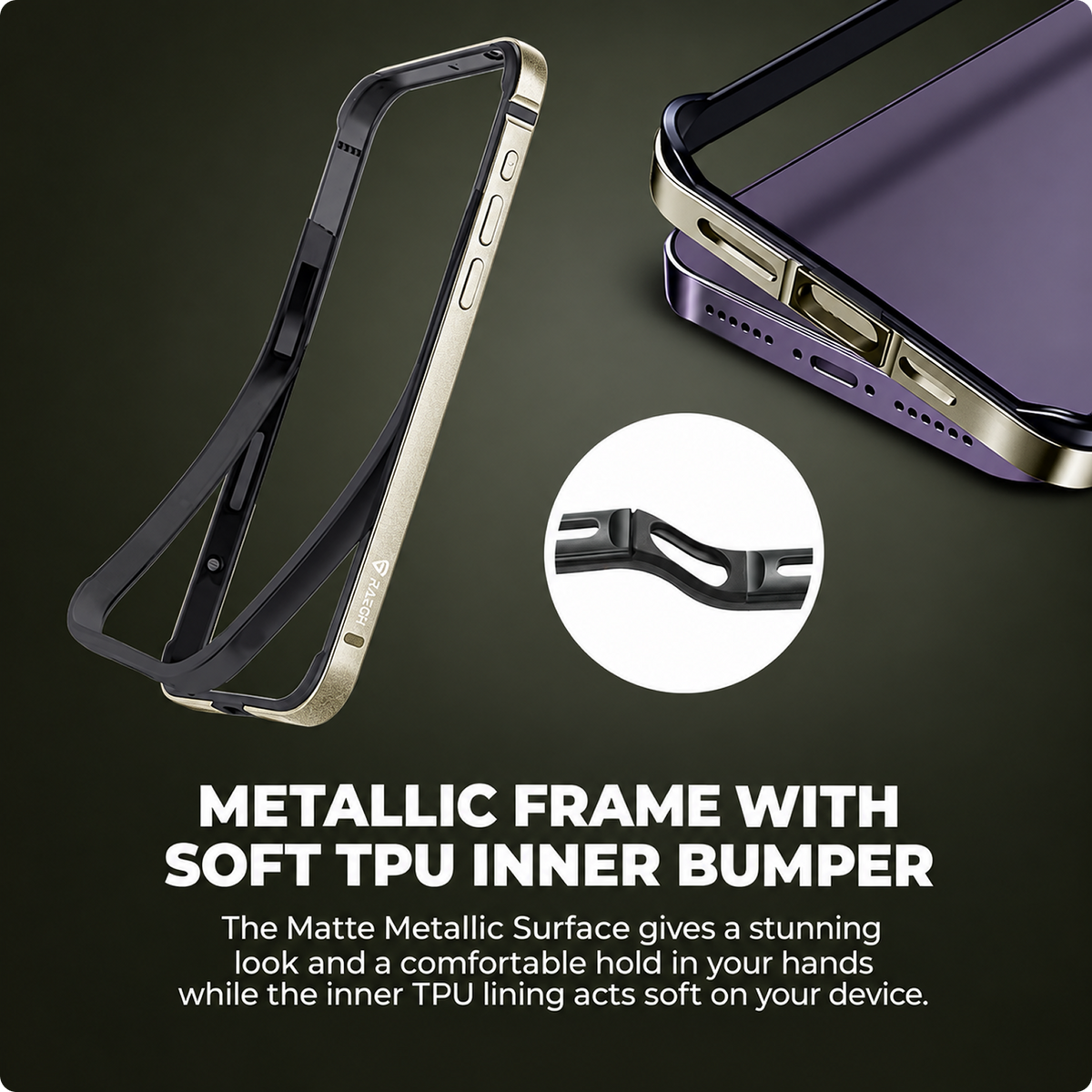 RAEGR Case | Anodized Aluminum Bumper | Supports Magnetic Wireless Charging | Edge Armor Protective Minimal Case Designed for iPhone 15 Pro Max (6.7-Inch) (2023)