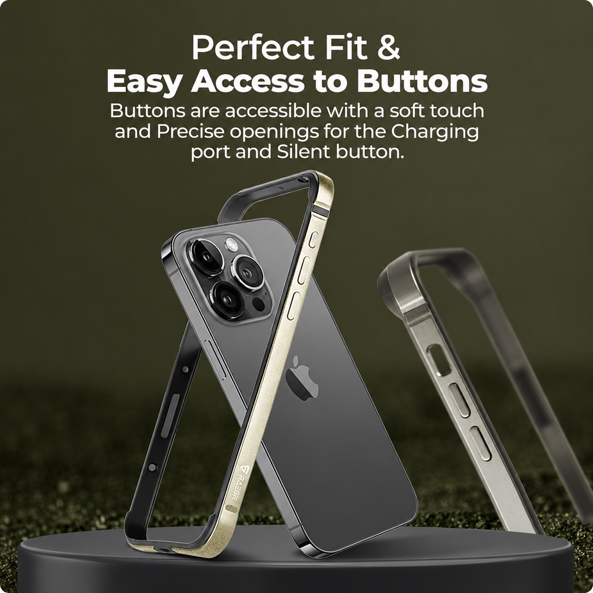 RAEGR Case | Anodized Aluminum Bumper | Supports Magnetic Wireless Charging | Edge Armor Protective Minimal Case Designed for iPhone 15 Pro Max (6.7-Inch) (2023)
