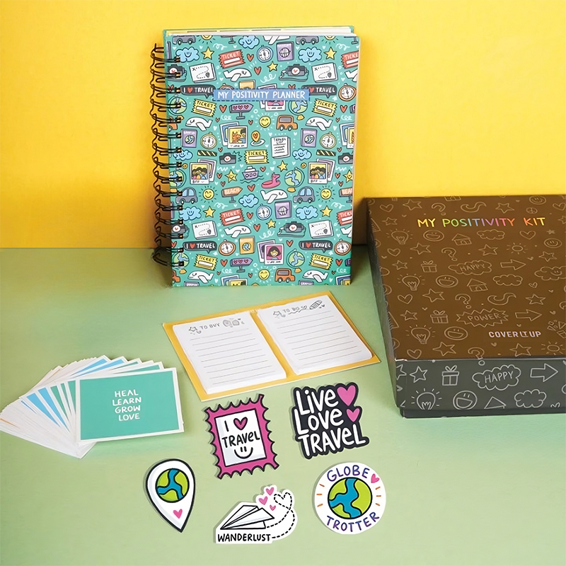 The Positivity Planner 2024 - Fun Green Travel Themed Printed Planner
