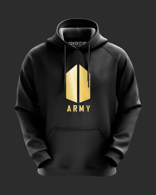 BTS Army Gold Foil Logo Hoodie for Men & Women from coveritup.com