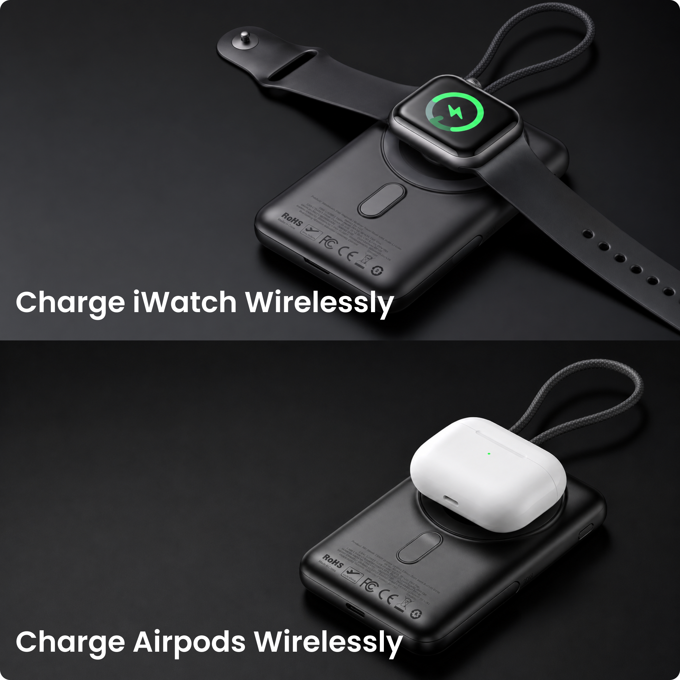Mcdodo Dual-Zone Magnetic Power Bank with Built-in Cable & Stand 10000mAh 20W Black
