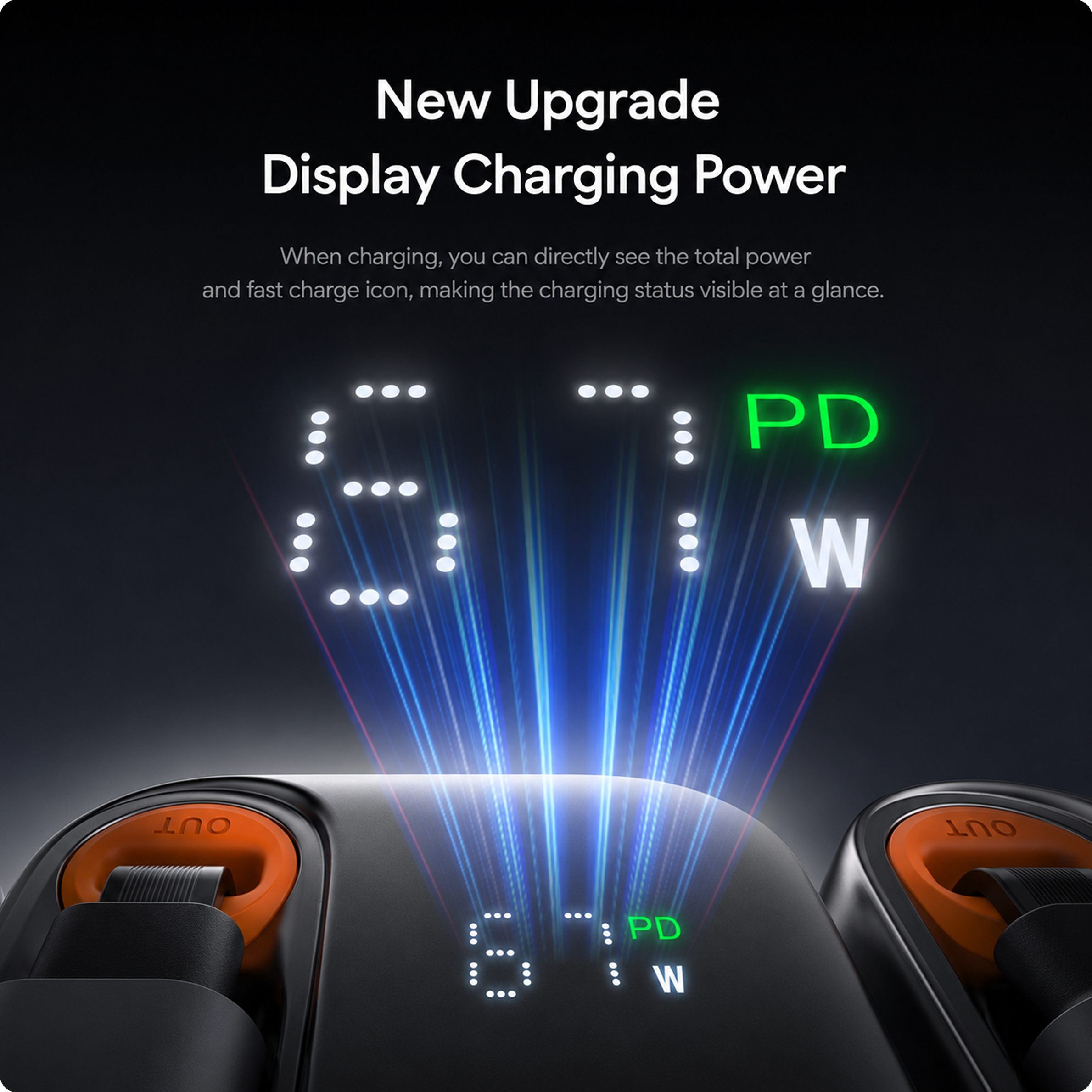 Mcdodo 67W 1C+1A Digital Display GaN Charger Built-in 65cm retractable USB-C Cable(EU)